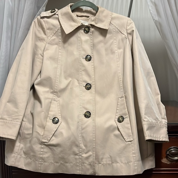 Host Pick Loft Women's Size 4 Petite Tan Pea Coat W/Pockets - Picture 3 of 15